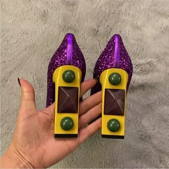 Bally Purple Glitter Women's Heels, US8 - Picture 2 of 11